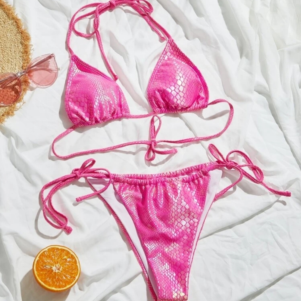 Hot Pink Snakeskin Bikini